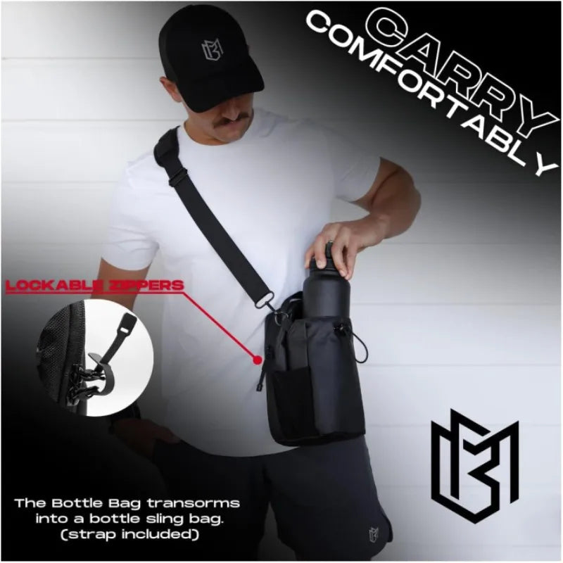 Waterproof Gym Sling Bag with Water Bottle Holder & Phone Pocket – Outdoor Sports Crossbody Travel Bag