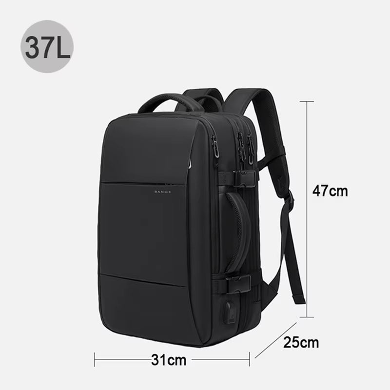 Menβs Business Laptop Backpack 17.3β β Expandable Large Capacity Waterproof School & Travel Bag with USB Charging Port"