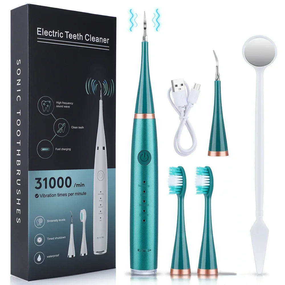 3-in-1 Sonic Electric Tooth Cleaner – Teeth Whitening Kit with Tartar & Stain Remover