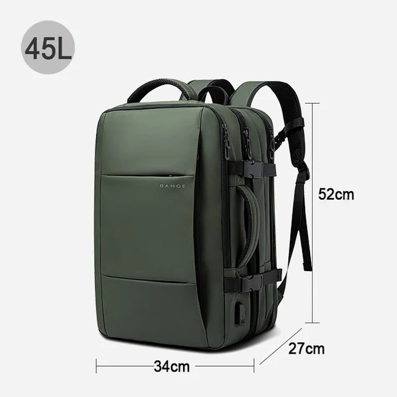 Menβs Business Laptop Backpack 17.3β β Expandable Large Capacity Waterproof School & Travel Bag with USB Charging Port"