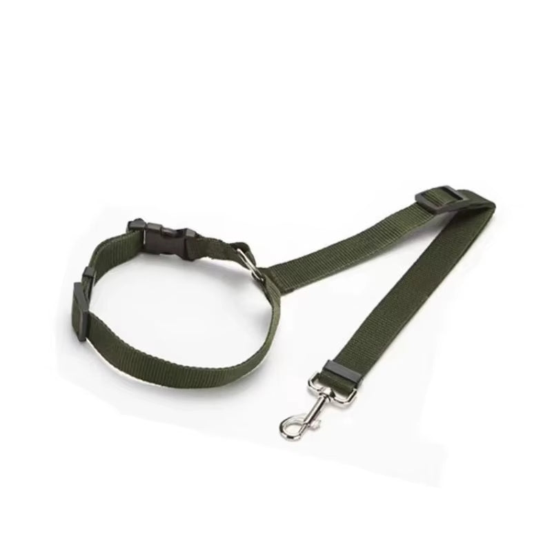 Adjustable Dog Car Seat Belt & Leash – 2-in-1 Nylon Pet Safety Harness Strap for Backseat Travel Protection