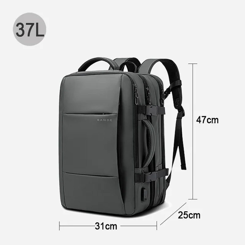 Menβs Business Laptop Backpack 17.3β β Expandable Large Capacity Waterproof School & Travel Bag with USB Charging Port"