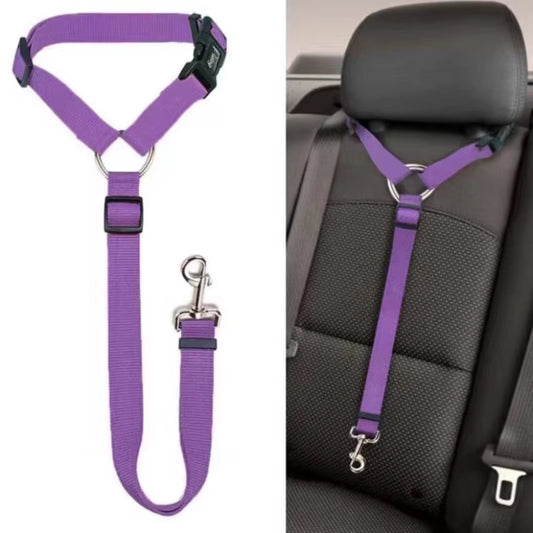 Adjustable Dog Car Seat Belt & Leash – 2-in-1 Nylon Pet Safety Harness Strap for Backseat Travel Protection