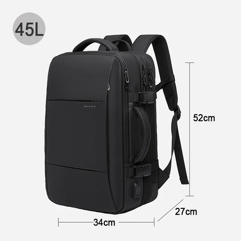 Menβs Business Laptop Backpack 17.3β β Expandable Large Capacity Waterproof School & Travel Bag with USB Charging Port"