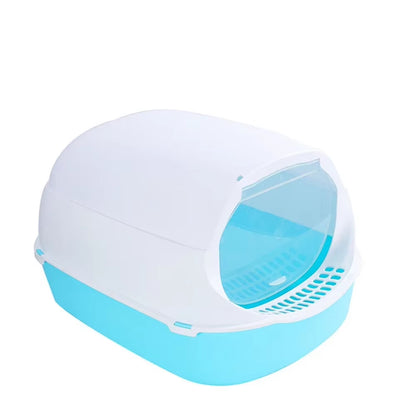 Semi-Enclosed Cat Litter Box – Splashproof Kitty Toilet Tray with Cleaning Basin, Easy-to-Clean Pet Toilet for Kittens & Cats
