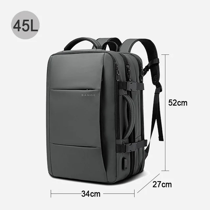 Men’s Business Laptop Backpack 17.3” – Expandable Large Capacity Waterproof School & Travel Bag with USB Charging Port"