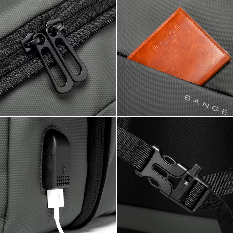 Men’s Business Laptop Backpack 17.3” – Expandable Large Capacity Waterproof School & Travel Bag with USB Charging Port"