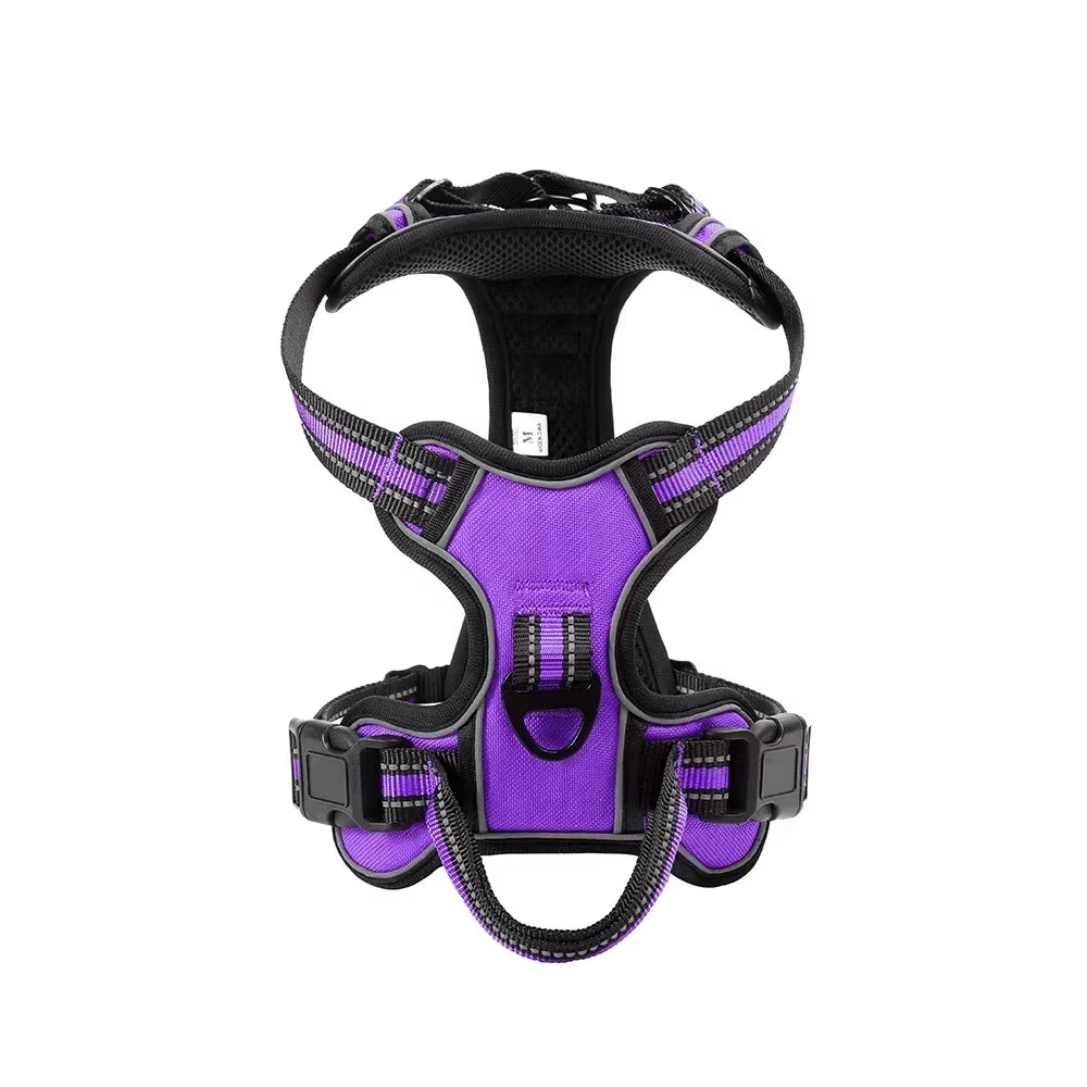 Reflective No-Pull Dog Harness – Adjustable Nylon Vest with Leash, Soft & Breathable Pet Harness for Small to Large Dogs