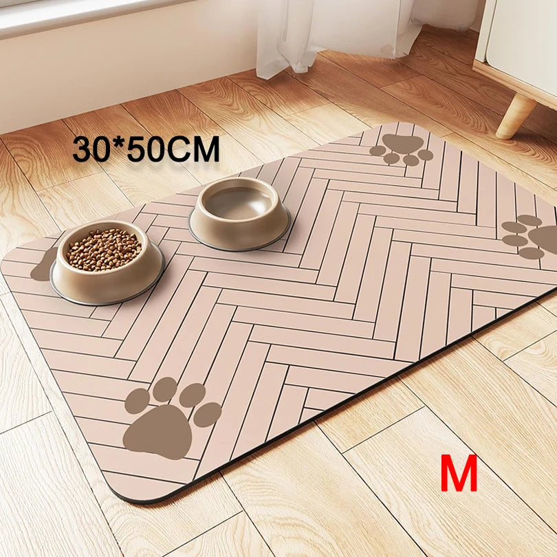“Waterproof Pet Feeding Mat – Non-Slip Placemat for Dog & Cat Food & Water Bowls, Quick-Dry with Rubber Backing