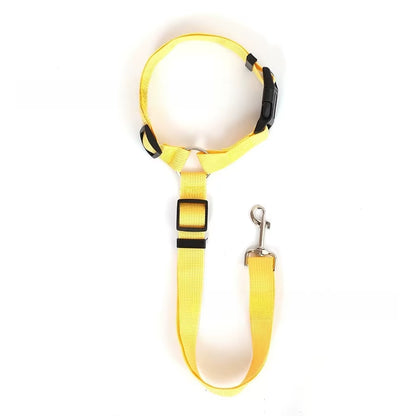 Adjustable Dog Car Seat Belt & Leash – 2-in-1 Nylon Pet Safety Harness Strap for Backseat Travel Protection