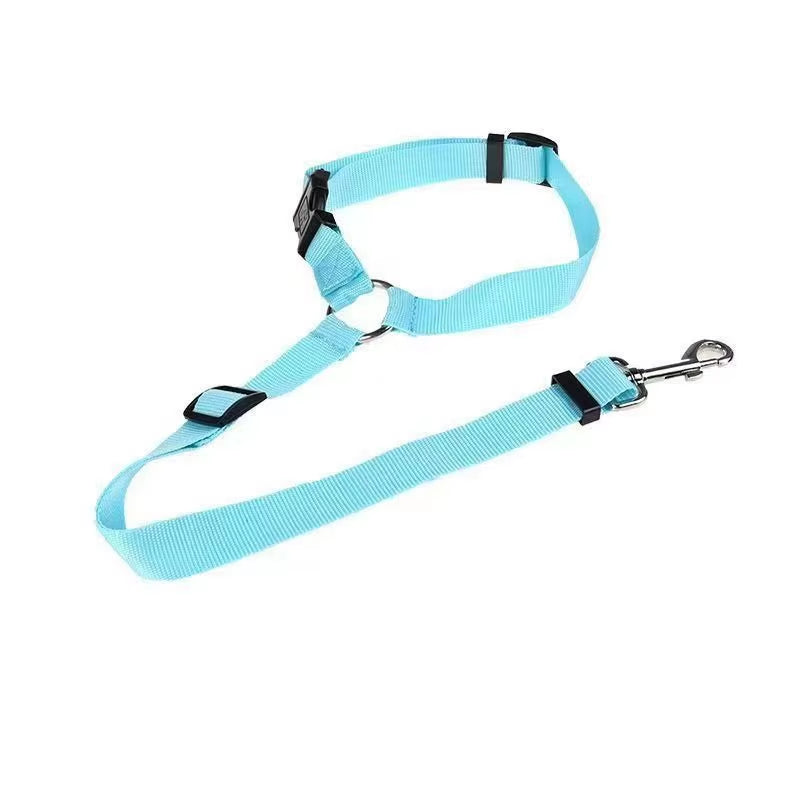 Adjustable Dog Car Seat Belt & Leash – 2-in-1 Nylon Pet Safety Harness Strap for Backseat Travel Protection