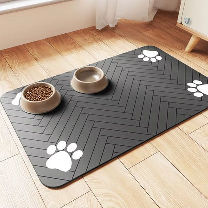 “Waterproof Pet Feeding Mat – Non-Slip Placemat for Dog & Cat Food & Water Bowls, Quick-Dry with Rubber Backing