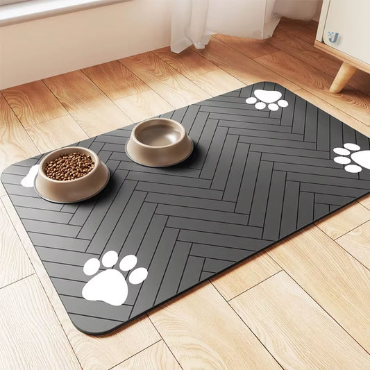 “Waterproof Pet Feeding Mat – Non-Slip Placemat for Dog & Cat Food & Water Bowls, Quick-Dry with Rubber Backing
