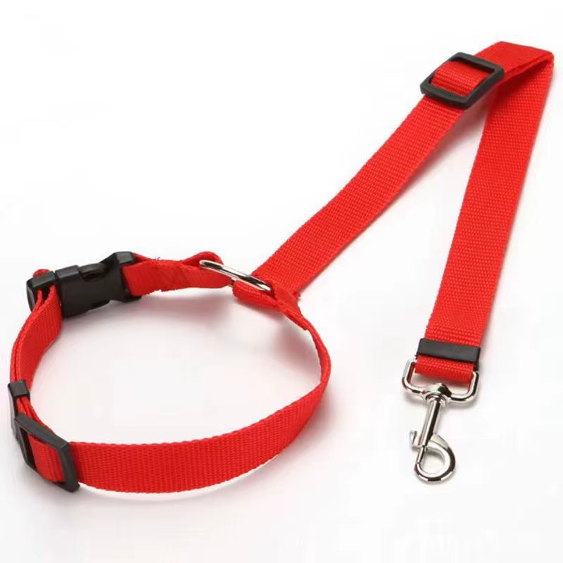 Adjustable Dog Car Seat Belt & Leash – 2-in-1 Nylon Pet Safety Harness Strap for Backseat Travel Protection