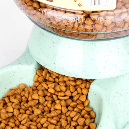 “Large Capacity Pet Feeder with Automatic Water Dispenser – Food & Water Bowls for Cats and Small Dogs