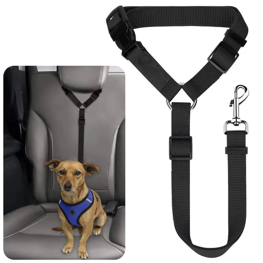 Adjustable Dog Car Seat Belt & Leash – 2-in-1 Nylon Pet Safety Harness Strap for Backseat Travel Protection