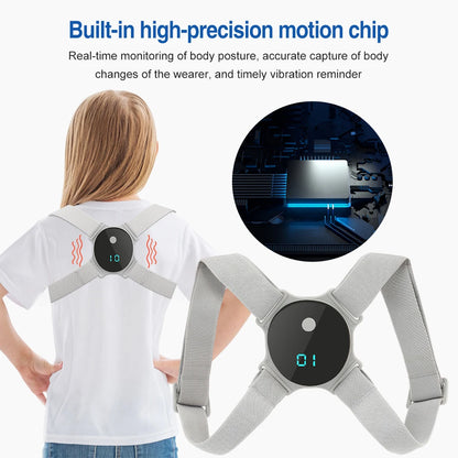 Smart LCD Posture Corrector Belt – Adjustable Back Support Shoulder Strap with Reminder Device for Spine Alignment & Eye Protection