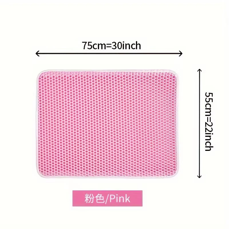 Large Cat Litter Mat – Double-Layer Honeycomb Design, Waterproof, Easy-Clean Scatter Control Rug for Cats