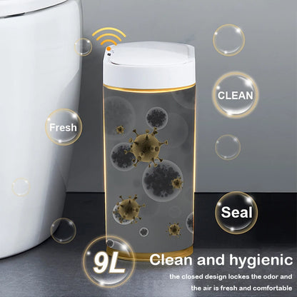 7L/9L Smart Sensor Trash Can – Touchless Automatic Waste Bin with Roman Stripe Design for Bathroom, Kitchen & Office
