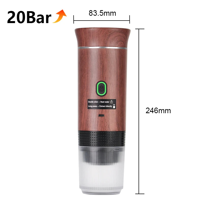 Portable Electric Espresso Coffee Maker – 3-in-1 Capsule & Ground Coffee Machine for Car, Home & Camping Travel"