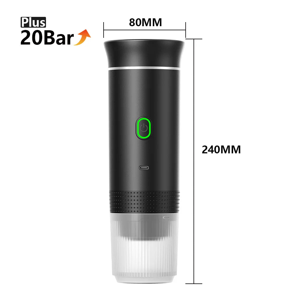 Portable Electric Espresso Coffee Maker – 3-in-1 Capsule & Ground Coffee Machine for Car, Home & Camping Travel"