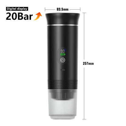 Portable Electric Espresso Coffee Maker – 3-in-1 Capsule & Ground Coffee Machine for Car, Home & Camping Travel"