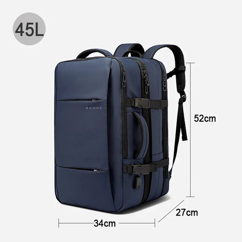 Men’s Business Laptop Backpack 17.3” – Expandable Large Capacity Waterproof School & Travel Bag with USB Charging Port"