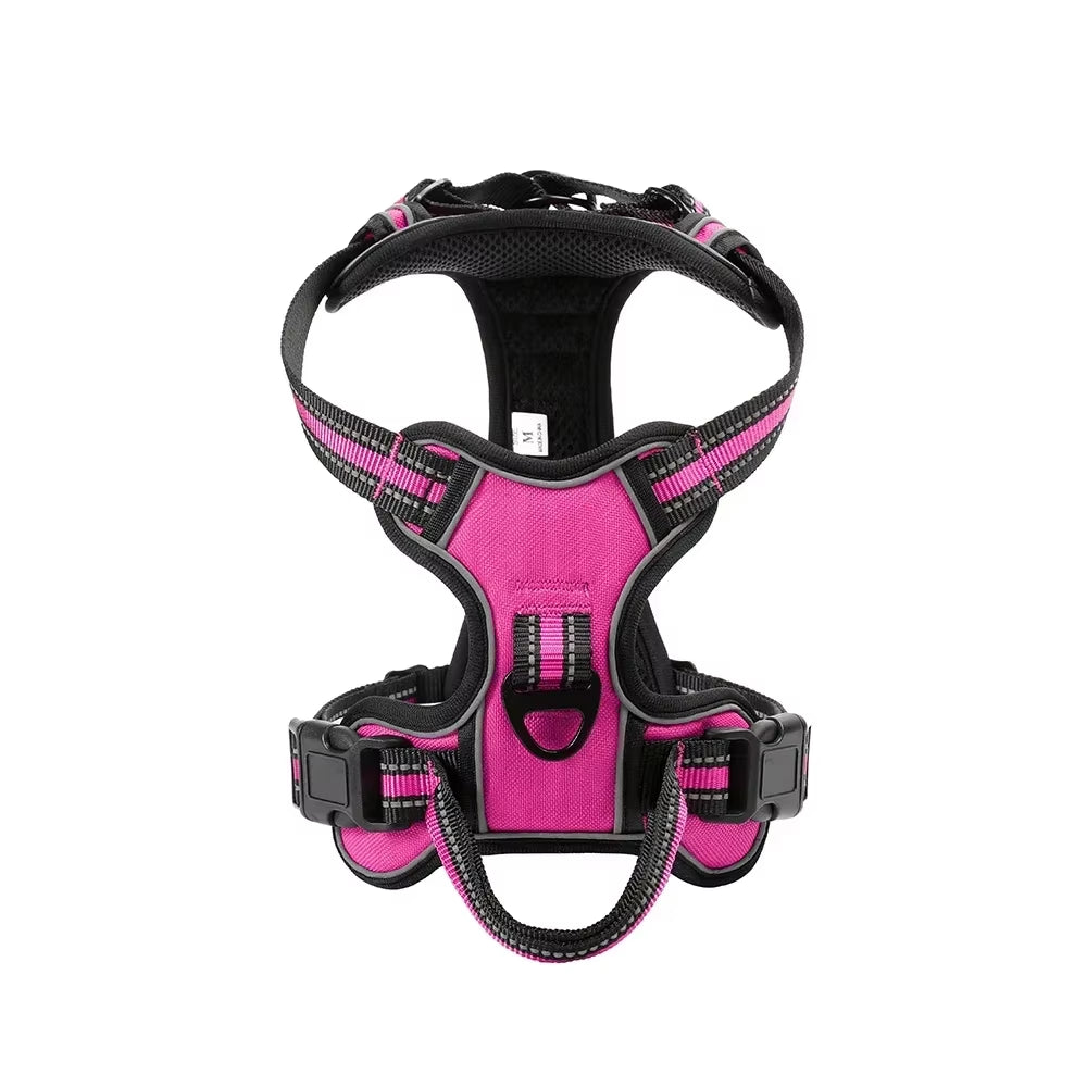 Reflective No-Pull Dog Harness – Adjustable Nylon Vest with Leash, Soft & Breathable Pet Harness for Small to Large Dogs