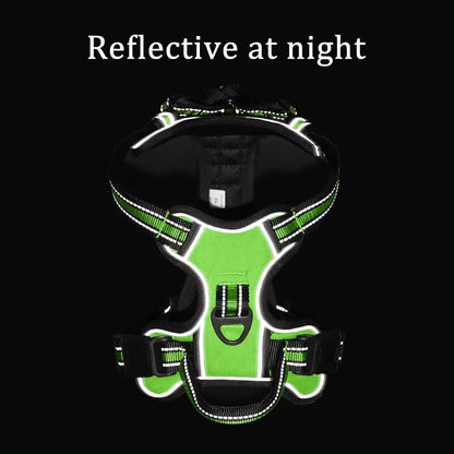 Reflective No-Pull Dog Harness – Adjustable Nylon Vest with Leash, Soft & Breathable Pet Harness for Small to Large Dogs