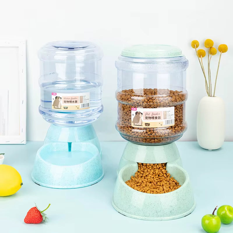 “Large Capacity Pet Feeder with Automatic Water Dispenser – Food & Water Bowls for Cats and Small Dogs