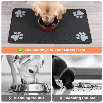 “Waterproof Pet Feeding Mat – Non-Slip Placemat for Dog & Cat Food & Water Bowls, Quick-Dry with Rubber Backing