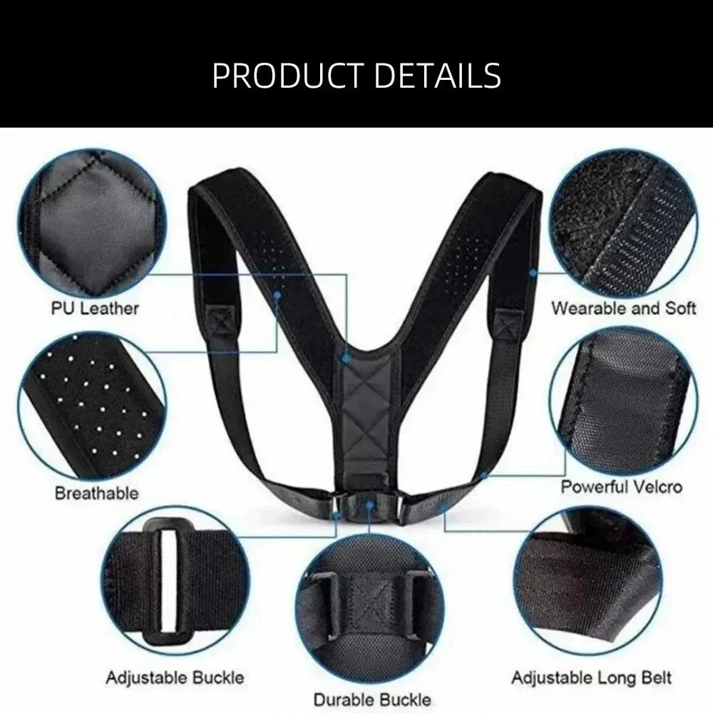 Unisex Back Posture Correction Belt – Breathable Adjustable Support Brace for Hunchback Prevention, Spine Alignment & Body Shaping