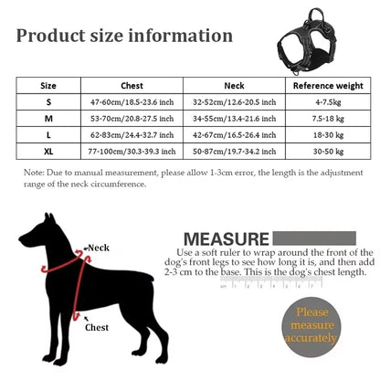 Reflective No-Pull Dog Harness – Adjustable Nylon Vest with Leash, Soft & Breathable Pet Harness for Small to Large Dogs