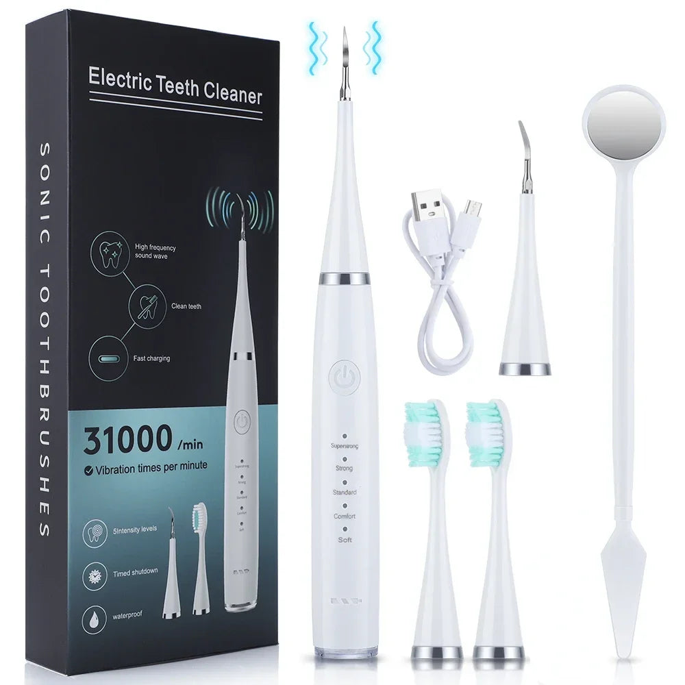 3-in-1 Sonic Electric Tooth Cleaner – Teeth Whitening Kit with Tartar & Stain Remover