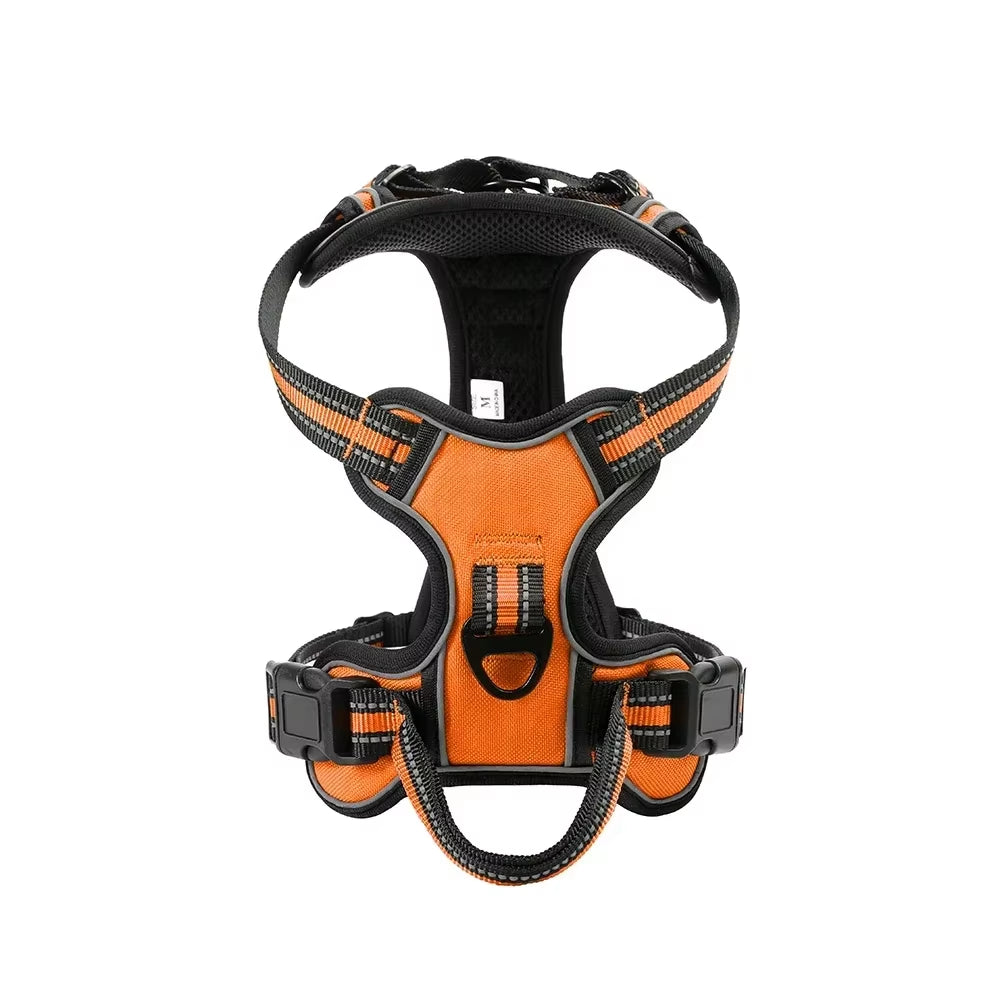 Reflective No-Pull Dog Harness – Adjustable Nylon Vest with Leash, Soft & Breathable Pet Harness for Small to Large Dogs