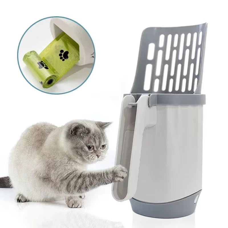 Cat Litter Scoop with Refill Bags – Durable Pet Waste Shovel & Garbage Picker for Easy Litter Box Cleaning