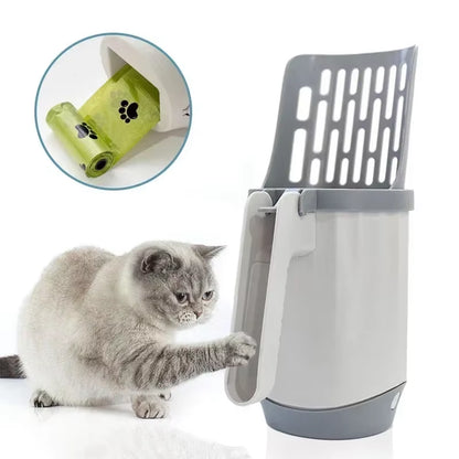 Cat Litter Scoop with Refill Bags – Durable Pet Waste Shovel & Garbage Picker for Easy Litter Box Cleaning