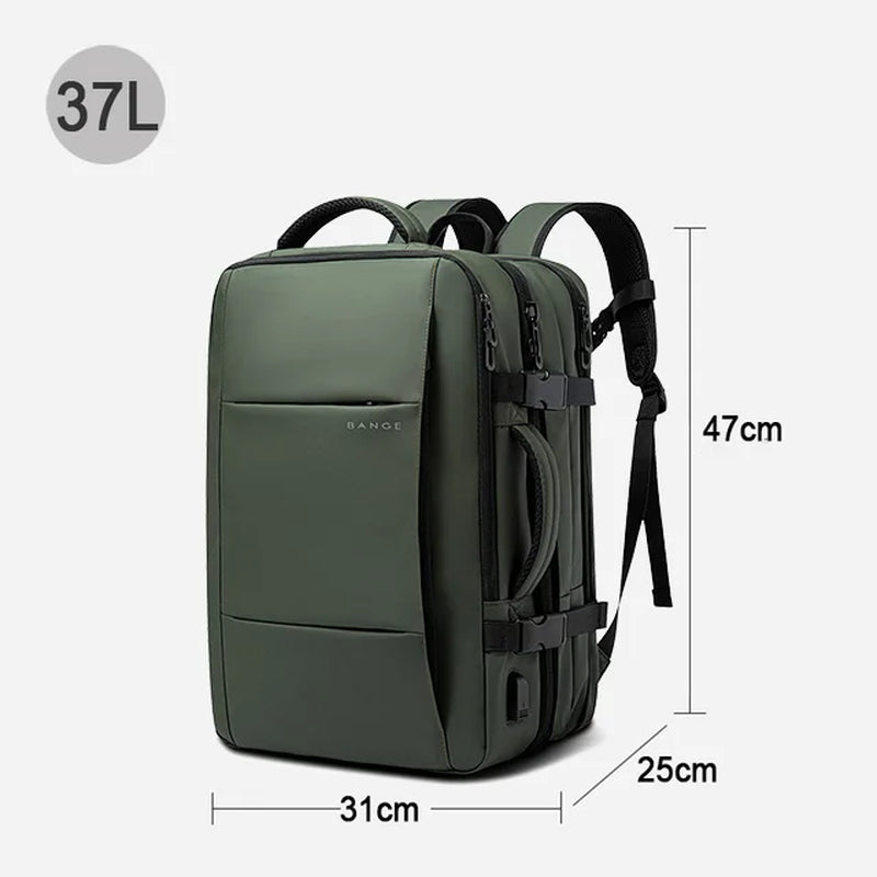 Men’s Business Laptop Backpack 17.3” – Expandable Large Capacity Waterproof School & Travel Bag with USB Charging Port"